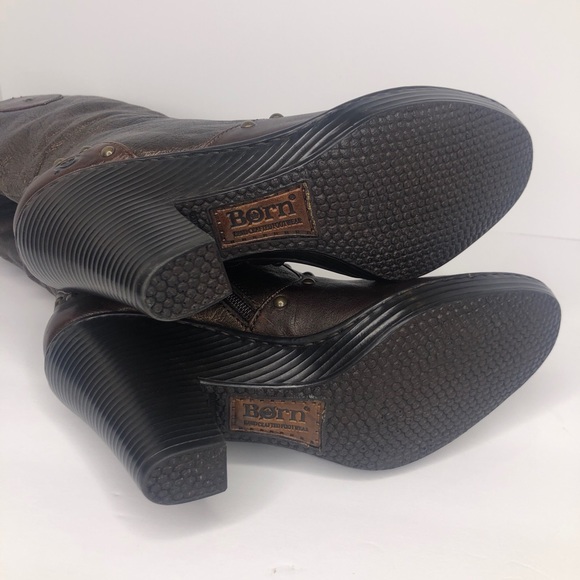 Born crown studs heeled brown bronze midcalf boots - Picture 7 of 8